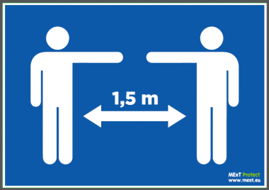 Autocollant mur A4 personnes Covid-19 1,5m (6 pièces)