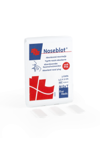 
            Noseblot, absorberend staafje bij neusbloedingen
    